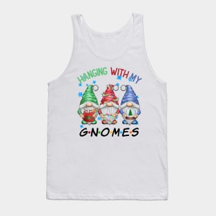 Funny Christmas Gnome Hanging With My Gnomies Family Pajamas Tank Top